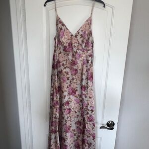 Floral Pink and Cream Slip Dress